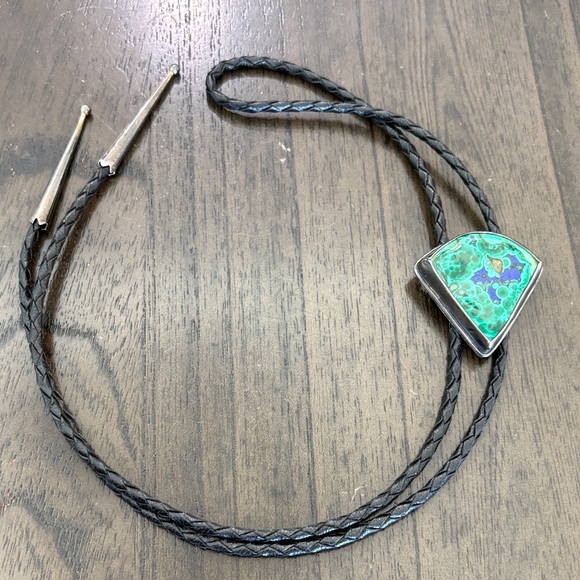 Unique Turquoise and Black Bolo Tie Silver 925